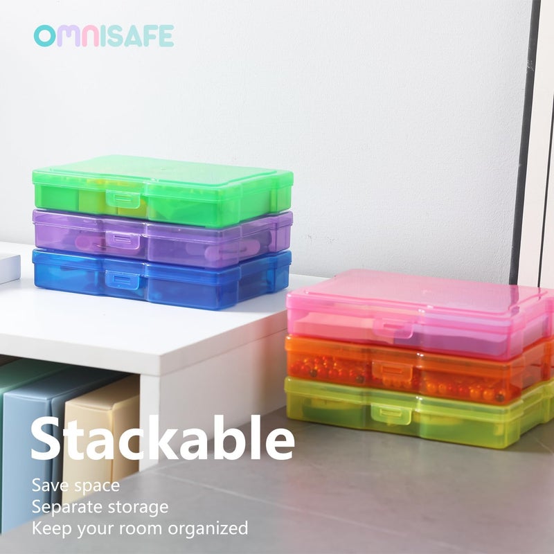 OMNISAFE 4x6 Photo Storage Cases, 6 Inner Colorful Plastic Craft Storage Container, Acid-Free Box for Pictures, Crafts, Scrapbooking, Photo Keeper - Image 3